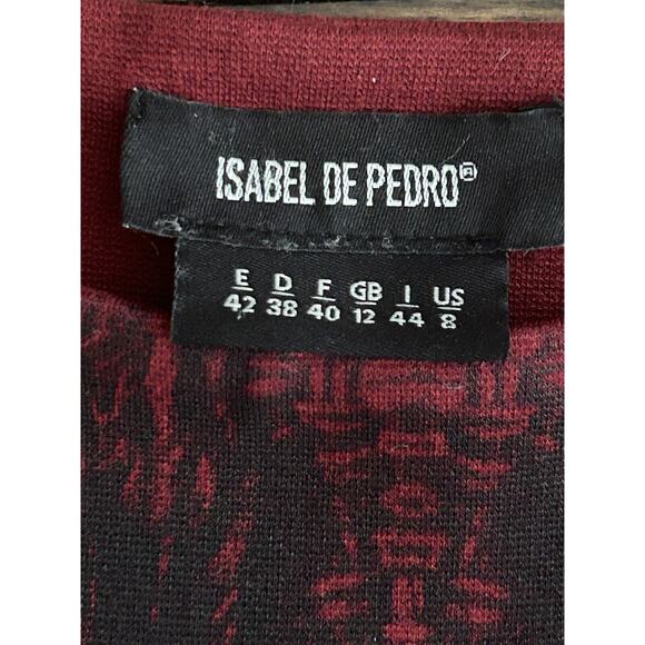 Isabel de Pedro women's Bodycon Midi Red Burgundy Boatneck Dress Black 42 8 44 - Picture 5 of 6